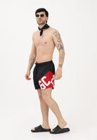 GCDS Shorts mare nero e rosso da uomo con stampa logo Z0MLQS254T016 999R GCDS 