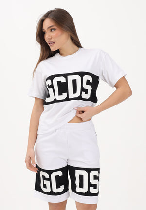 GCDS T-shirt a manica corta bianca per donna, ragazzi e bambini con logo Z0UJQC585J105 100B GCDS 