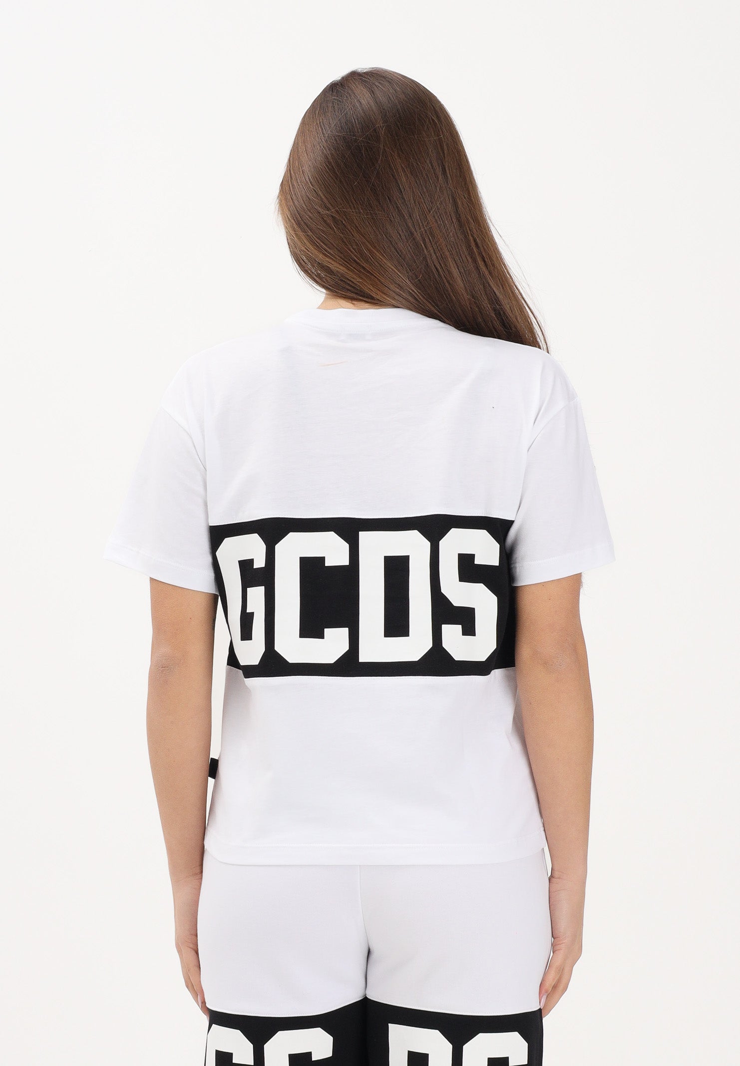 GCDS T-shirt a manica corta bianca per donna, ragazzi e bambini con logo Z0UJQC585J105 100B GCDS 