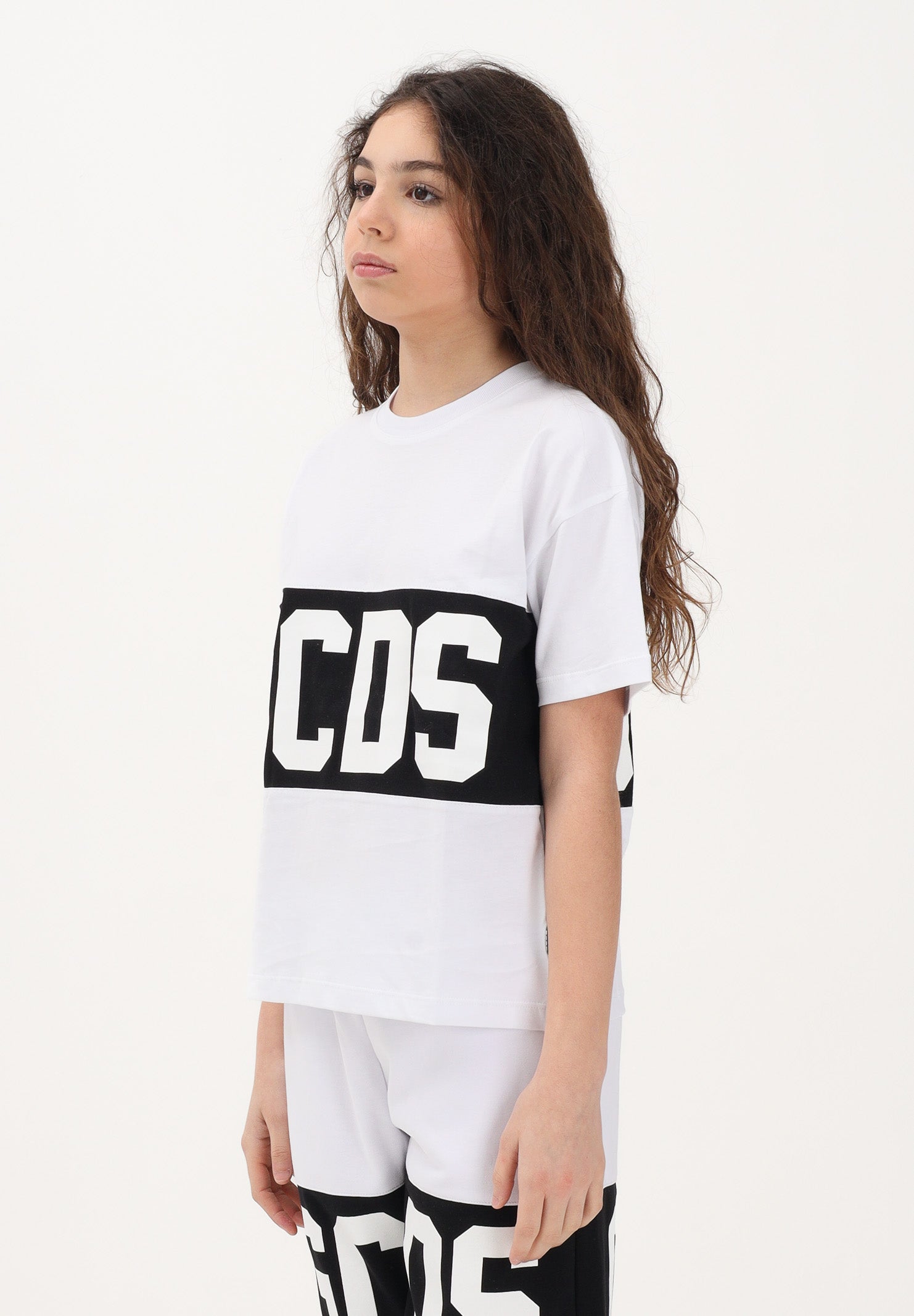 GCDS T-shirt a manica corta bianca per donna, ragazzi e bambini con logo Z0UJQC585J105 100B GCDS 