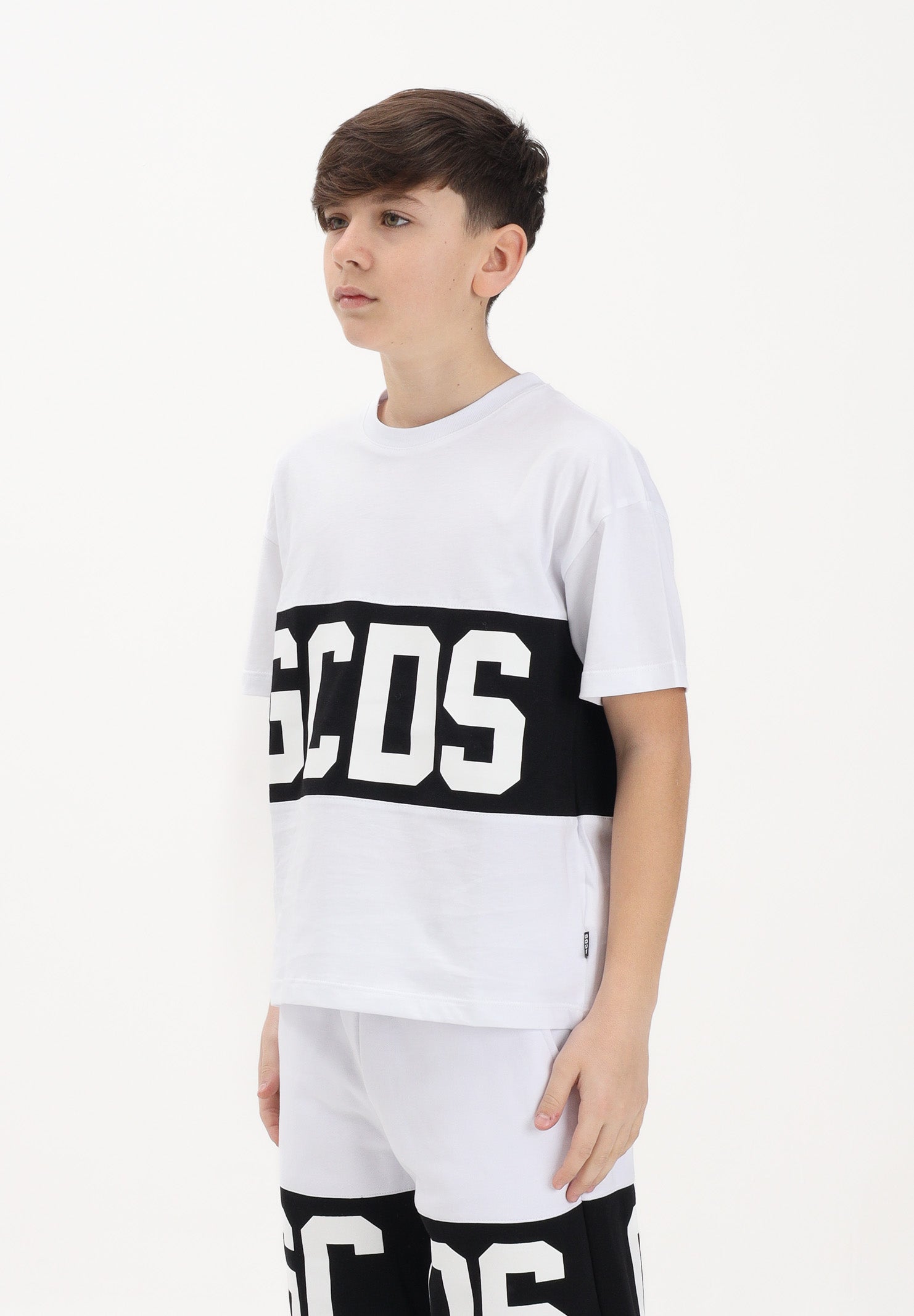 GCDS T-shirt a manica corta bianca per donna, ragazzi e bambini con logo Z0UJQC585J105 100B GCDS 