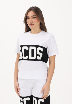 GCDS T-shirt a manica corta bianca per donna, ragazzi e bambini con logo Z0UJQC585J105 100B GCDS 