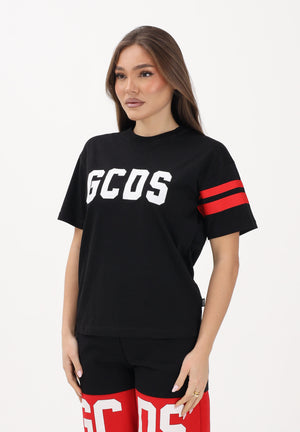 GCDS T-shirt a manica corta nera per donna, ragazzi e bambini con logo Z0UJQC592J105 999R GCDS 