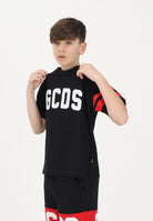 GCDS T-shirt a manica corta nera per donna, ragazzi e bambini con logo Z0UJQC592J105 999R GCDS 