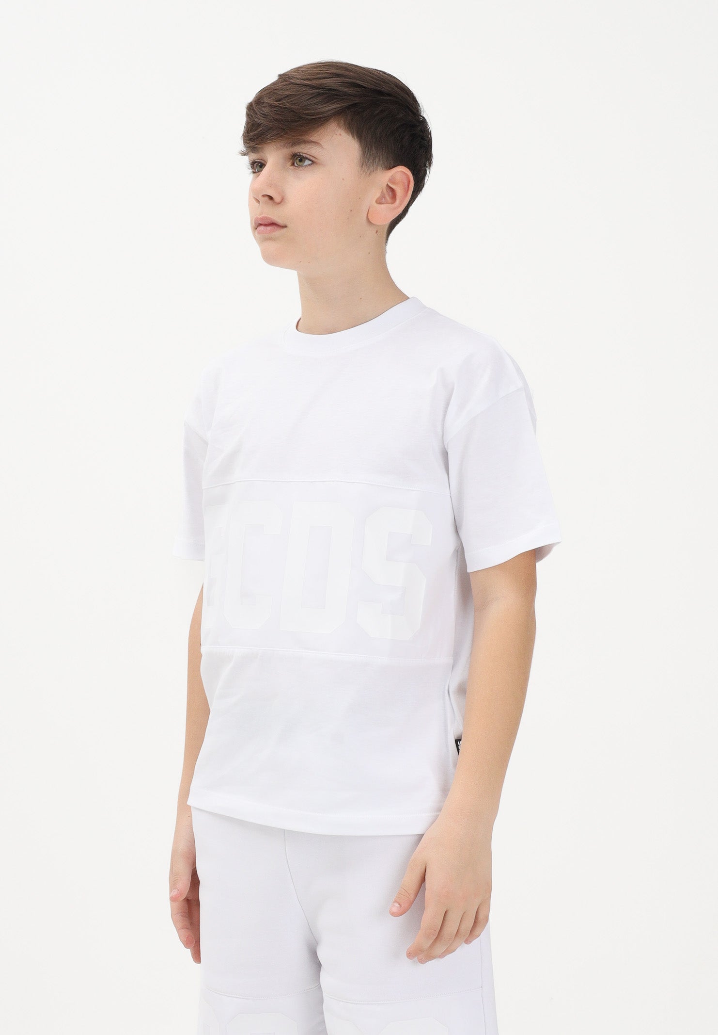GCDS T-shirt a manica corta bianca per donna, ragazzi e bambini con logo Z0UJQC597J105 100A GCDS 