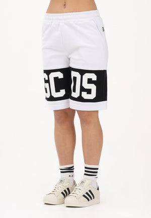 GCDS Shorts sportivo bianco per donna, ragazzi e bambini con stampa logo Z0UJQL589F004 100B GCDS 