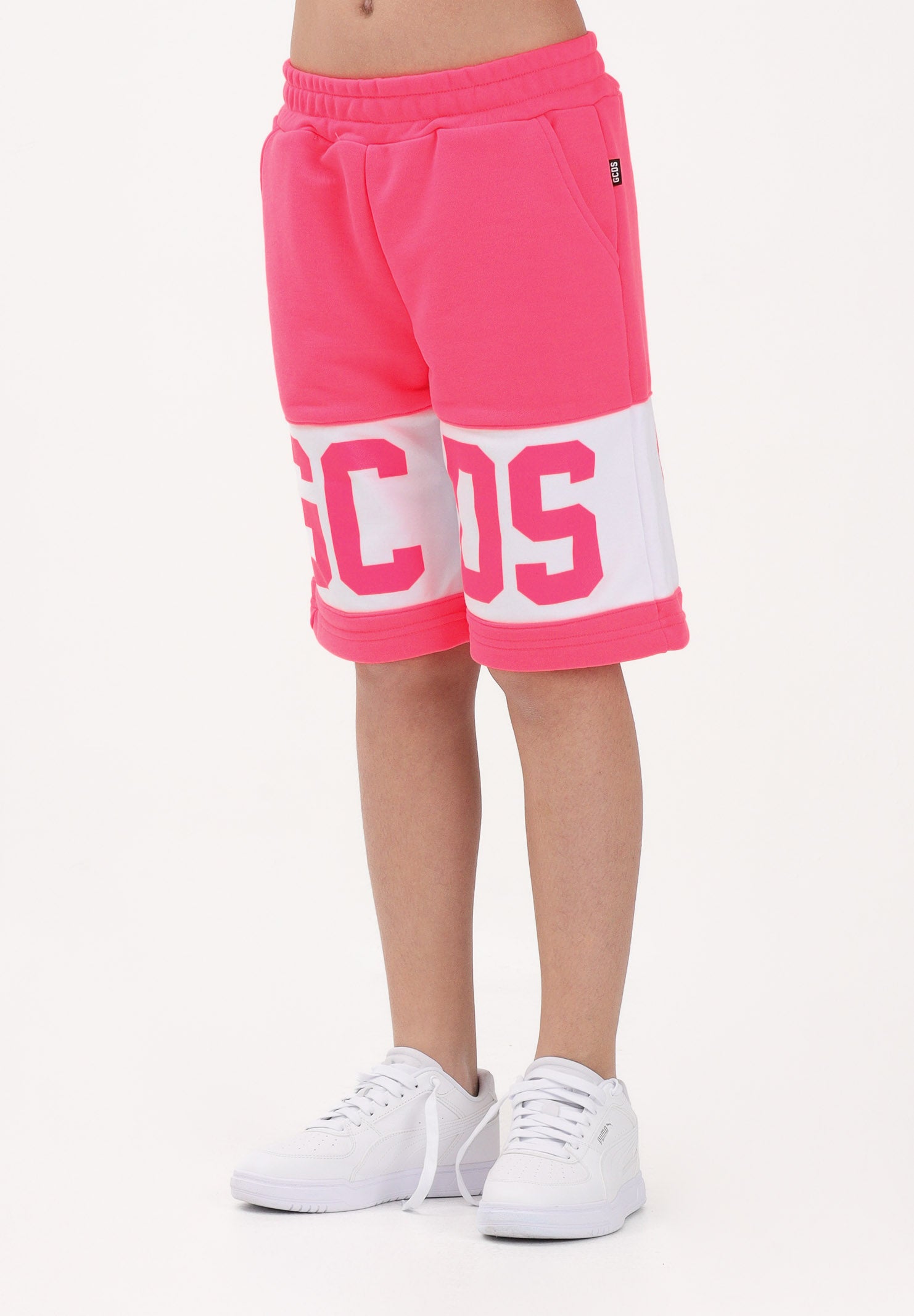 GCDS Shorts sportivo fucsia per donna, ragazze e bambine con stampa logo Z0UJQL589F004 566A GCDS 