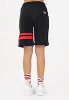 GCDS Shorts sportivo nero per donna, ragazzi e bambini con logo e bande rosse Z0UJQL594F004 999R GCDS 