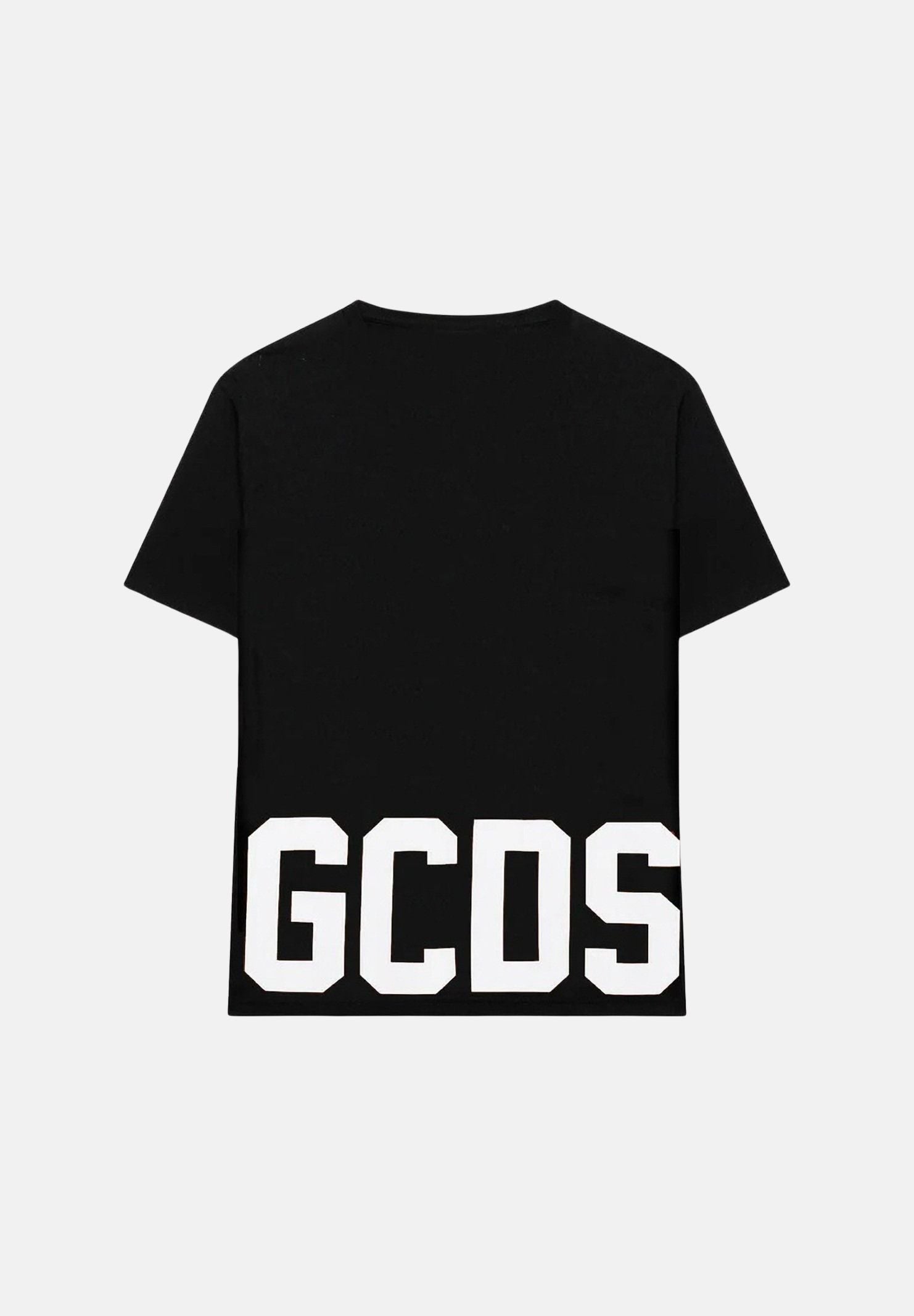 GCDS T-shirt a manica corta nera per bambino e bambina con logo sul retro Z0UKQC587J105 999A GCDS 