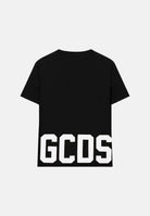 GCDS T-shirt a manica corta nera per bambino e bambina con logo sul retro Z0UKQC587J105 999A GCDS 