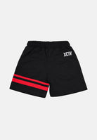 GCDS Shorts sportivo nero per bambino e bambina con logo e bande rosse Z0UKQL594F004 999R GCDS 