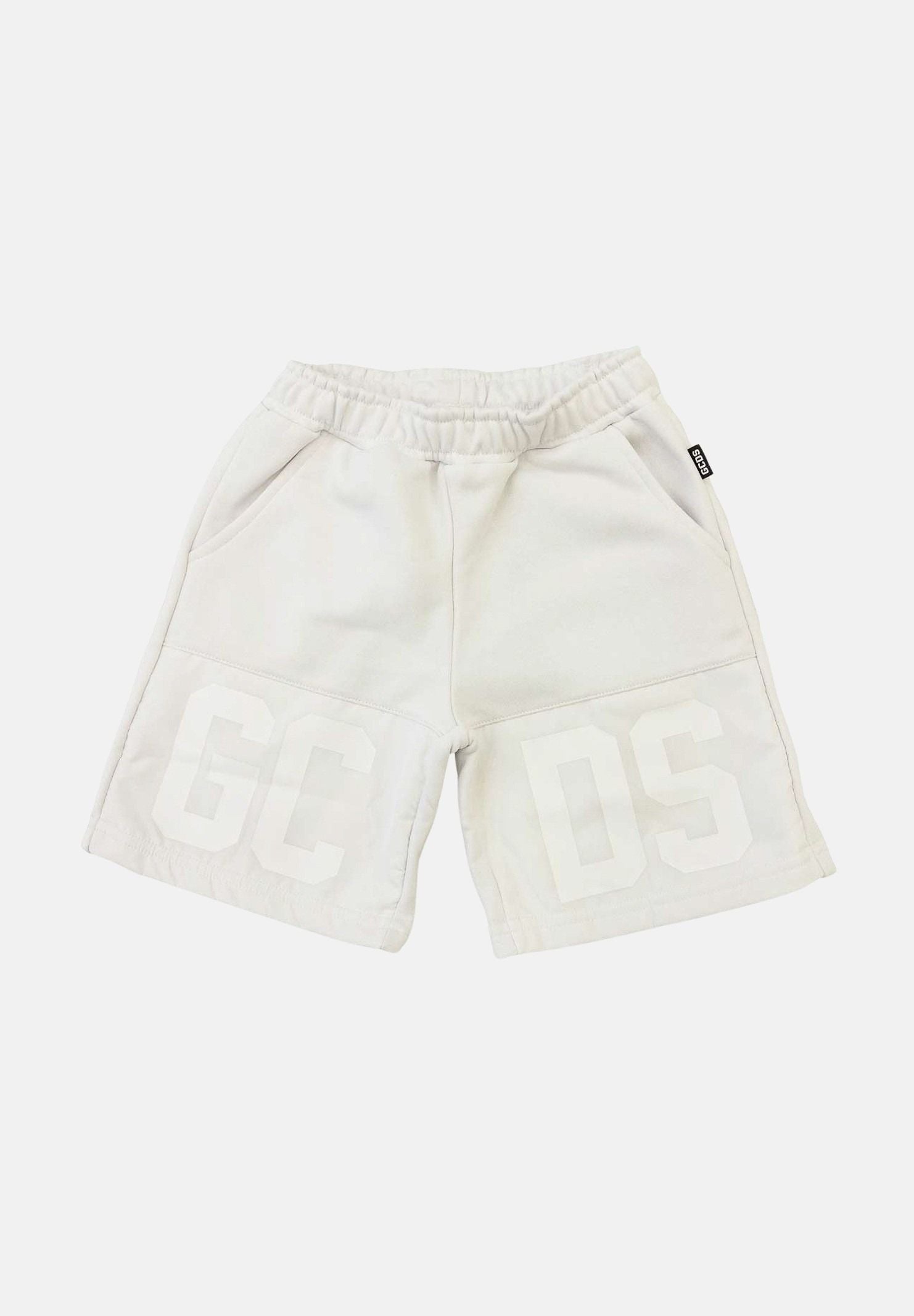 GCDS Shorts sportivo bianco per bambino e bambina con logo tono su tono Z0UKQL599F004 100A GCDS 