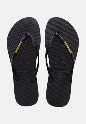 HAVAIANAS Infradito neri da donna Slim Logo Metallic 4119875 1924 HAVAIANAS 