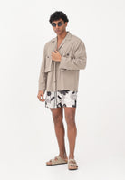 I'M BRIAN Shorts mare bianco da uomo con stampa floreale BC3751 0028 I'M BRIAN 