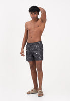 I'M BRIAN Shorts mare nero da uomo con fantasia astratta BC3752 0028 I'M BRIAN 