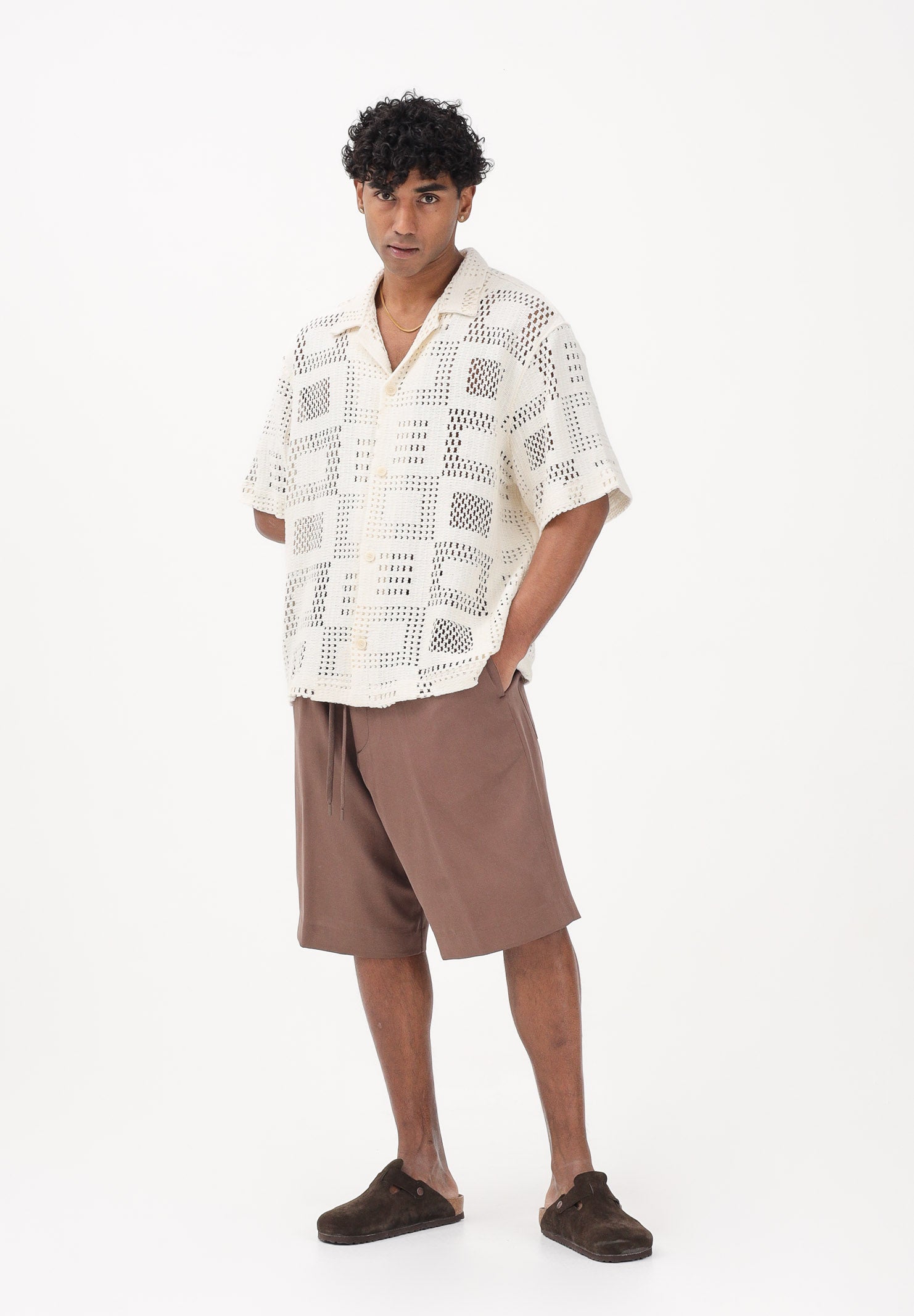 I'M BRIAN Shorts in lino marrone da uomo BE3695 020 I'M BRIAN 
