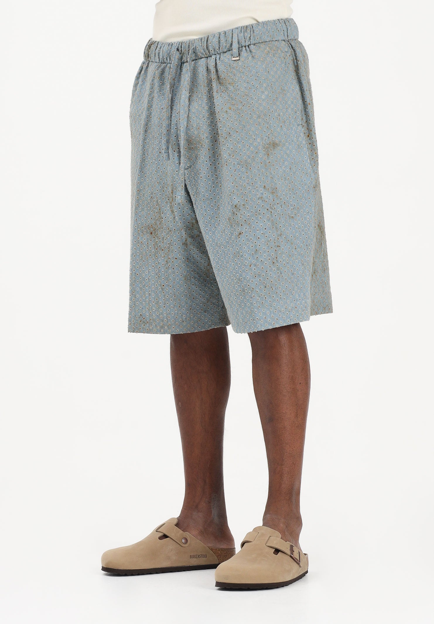 I'M BRIAN Shorts celeste da uomo con micro-lavorazione traforata BE3715 0028 I'M BRIAN 