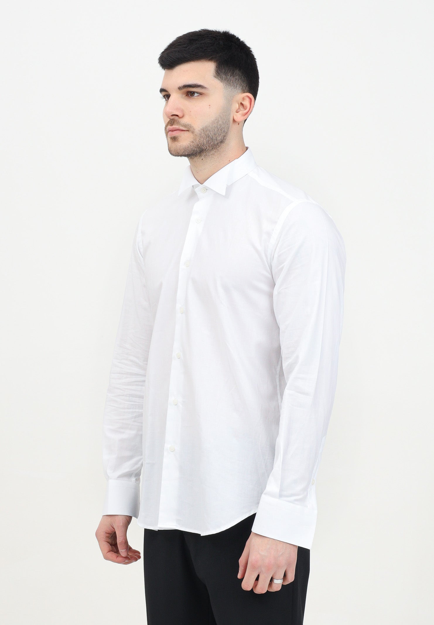 I'M BRIAN Camicia manica lunga bianca da uomo adatta per gemelli CA2939 BIANCO I'M BRIAN 