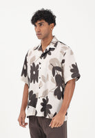 I'M BRIAN Camicia a manica corta bianca da uomo con stampa floreale CA3615 0028 I'M BRIAN 