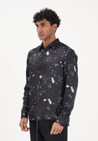 I'M BRIAN Camicia a manica lunga nera da uomo con stampa effetto splatter CA3618 0028 I'M BRIAN 