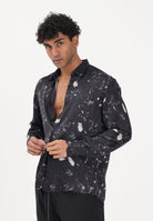 I'M BRIAN Camicia a manica lunga nera da uomo con stampa effetto splatter CA3618 0028 I'M BRIAN 