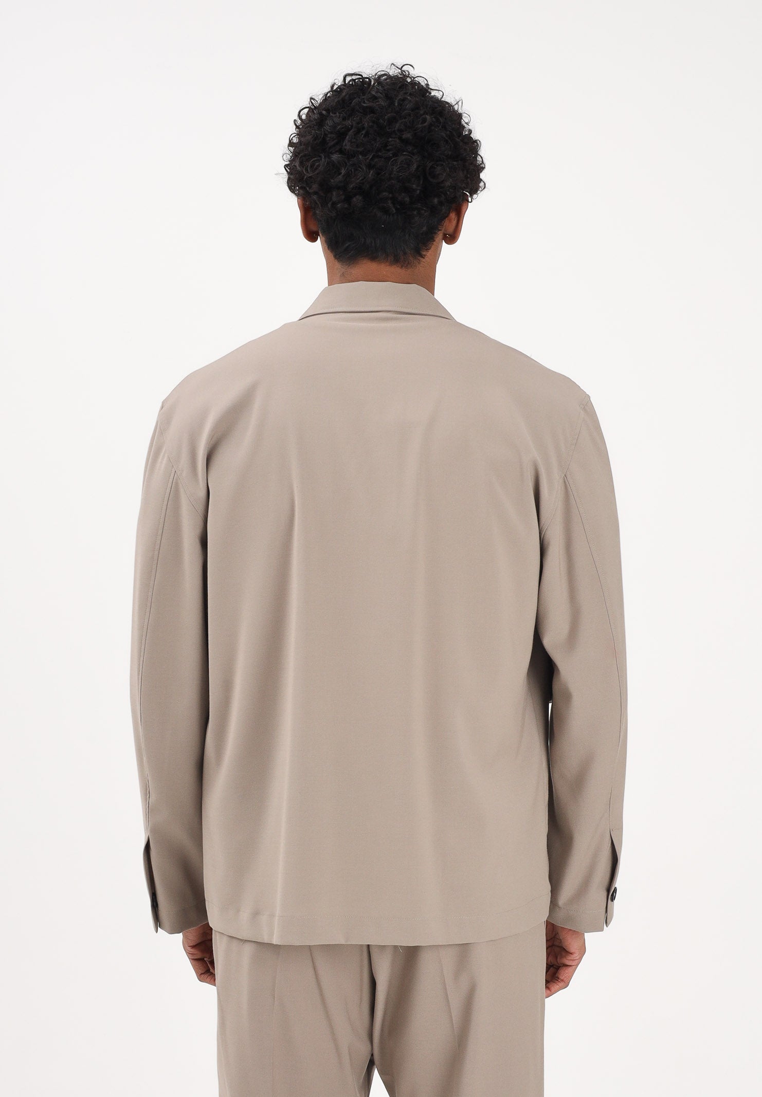 I'M BRIAN Camicia a manica lunga beige da uomo con tasche cargo CA3625 TA I'M BRIAN 