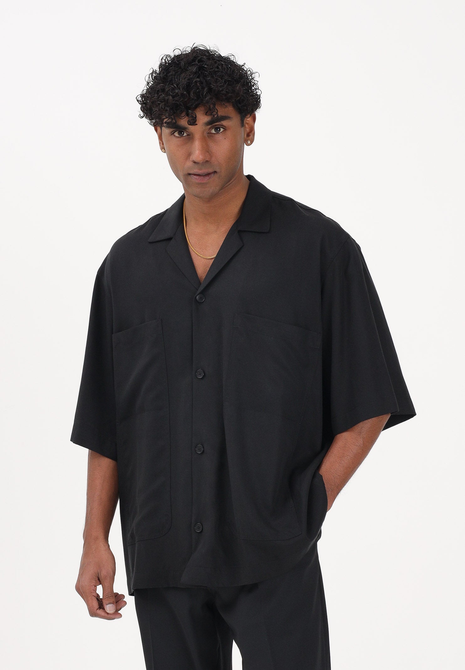 I'M BRIAN Camicia a manica corta nera da uomo CA3626 009 I'M BRIAN 