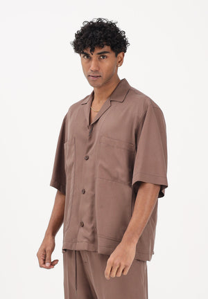 I'M BRIAN Camicia a manica corta marrone da uomo CA3626 020 I'M BRIAN 