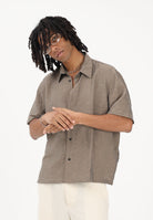 I'M BRIAN Camicia a manica corta fango da uomo con delicata texture CA3633 TA I'M BRIAN 