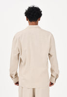 I'M BRIAN Camicia a manica lunga in lino beige da uomo CA3638 0025 I'M BRIAN 