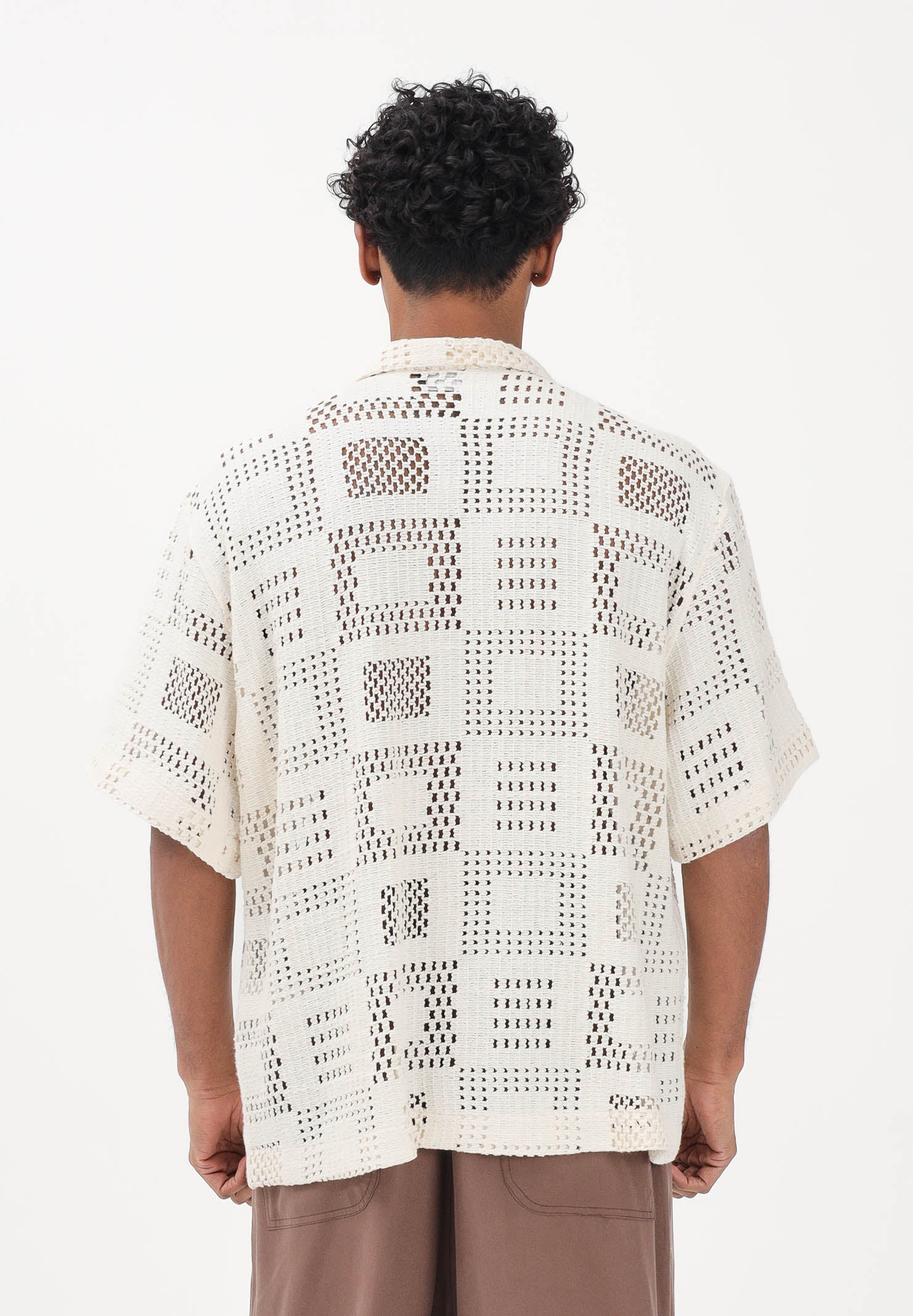 I'M BRIAN Camicia in maglia panna da uomo con lavorazione geometrica CA3641 PA I'M BRIAN 