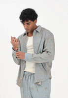 I'M BRIAN Camicia a manica lunga celeste da uomo con micro-lavorazione traforata CA3643 0028 I'M BRIAN 