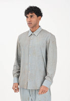 I'M BRIAN Camicia a manica lunga celeste da uomo con micro-lavorazione traforata CA3643 0028 I'M BRIAN 