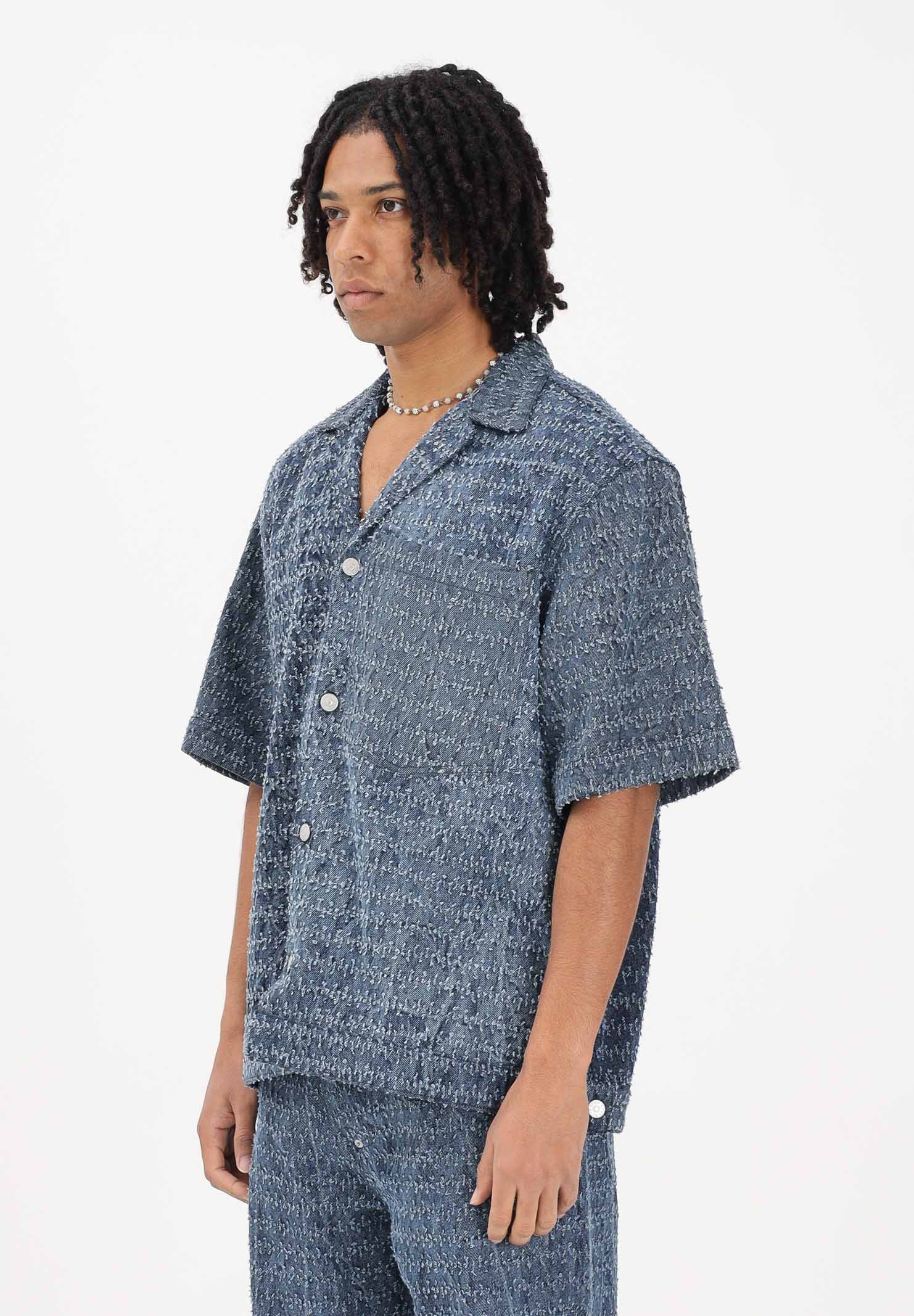I'M BRIAN Camicia a manica corta in denim medio da uomo con lavorazione CA3649 0028 I'M BRIAN 