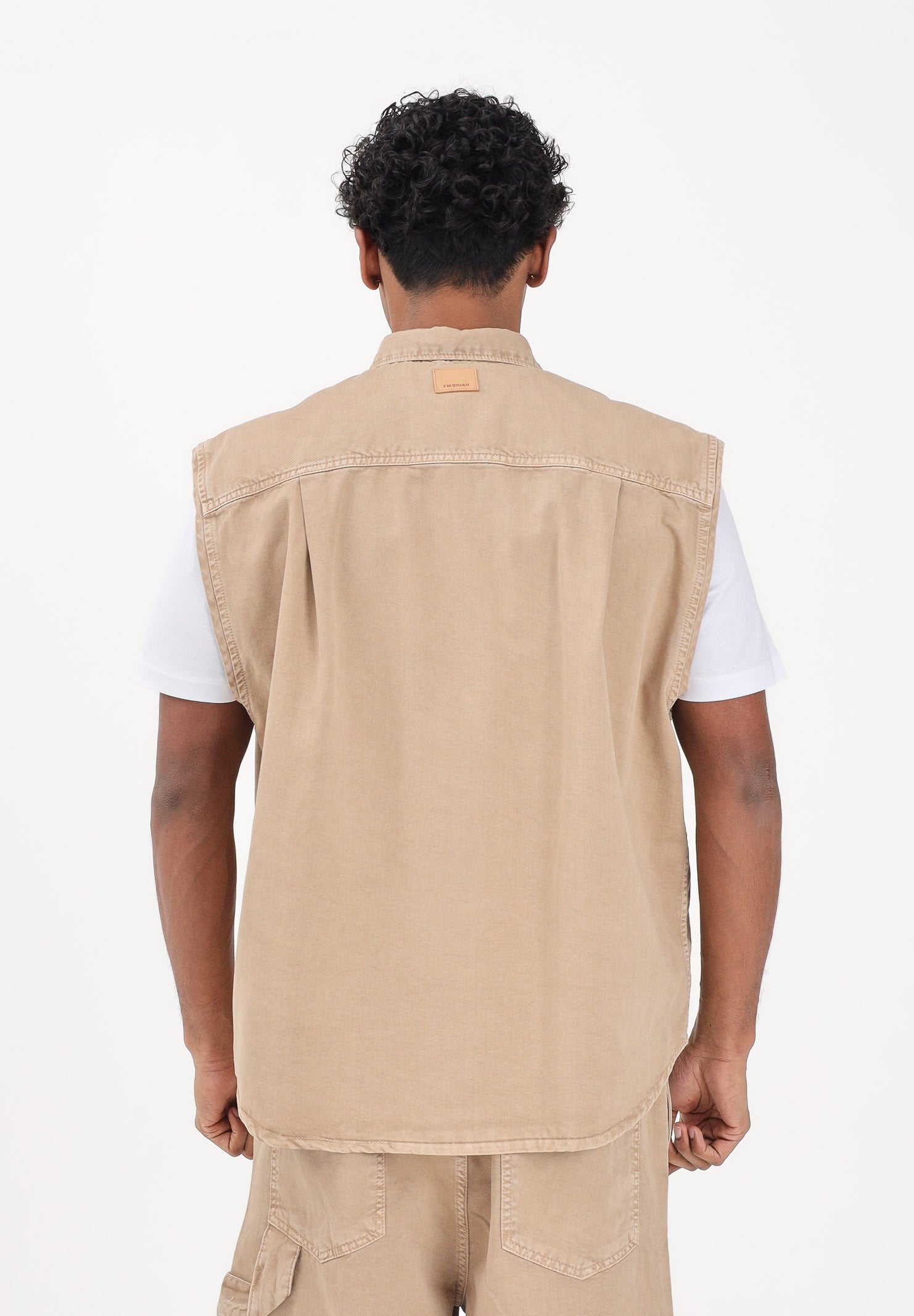 I'M BRIAN Camicia smanicata beige da uomo CA3654 0025 I'M BRIAN 