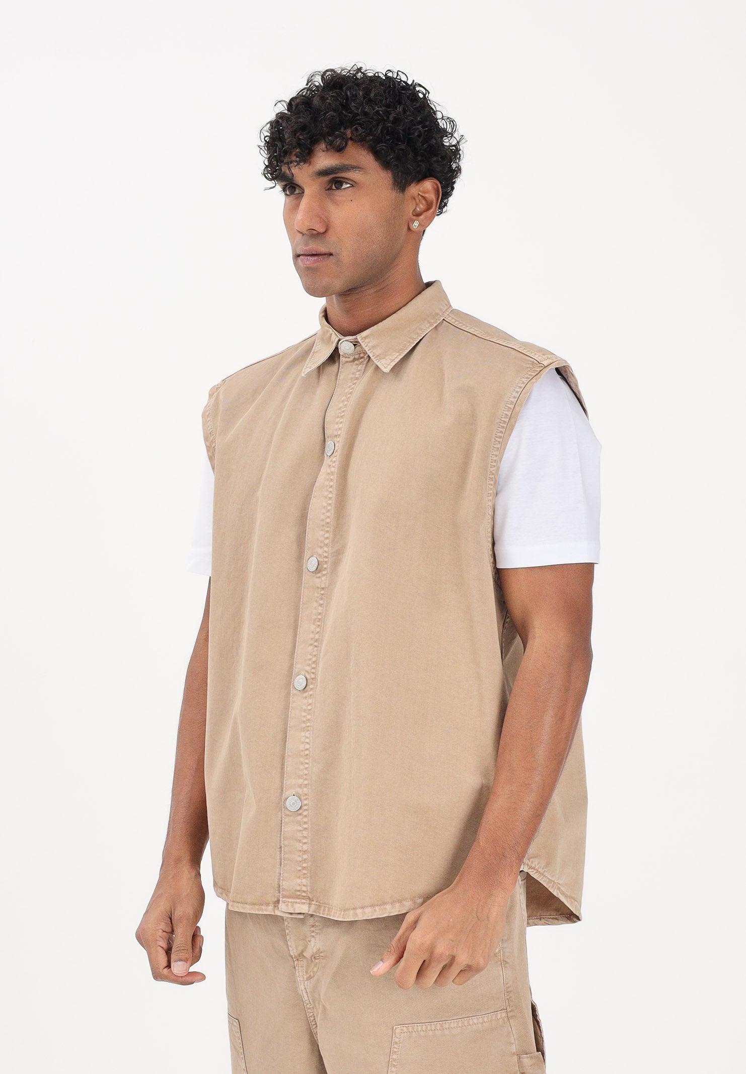 I'M BRIAN Camicia smanicata beige da uomo CA3654 0025 I'M BRIAN 