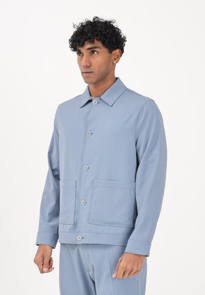 I'M BRIAN Camicia a manica lunga indaco da uomo con tasche GIU3670 IN I'M BRIAN 