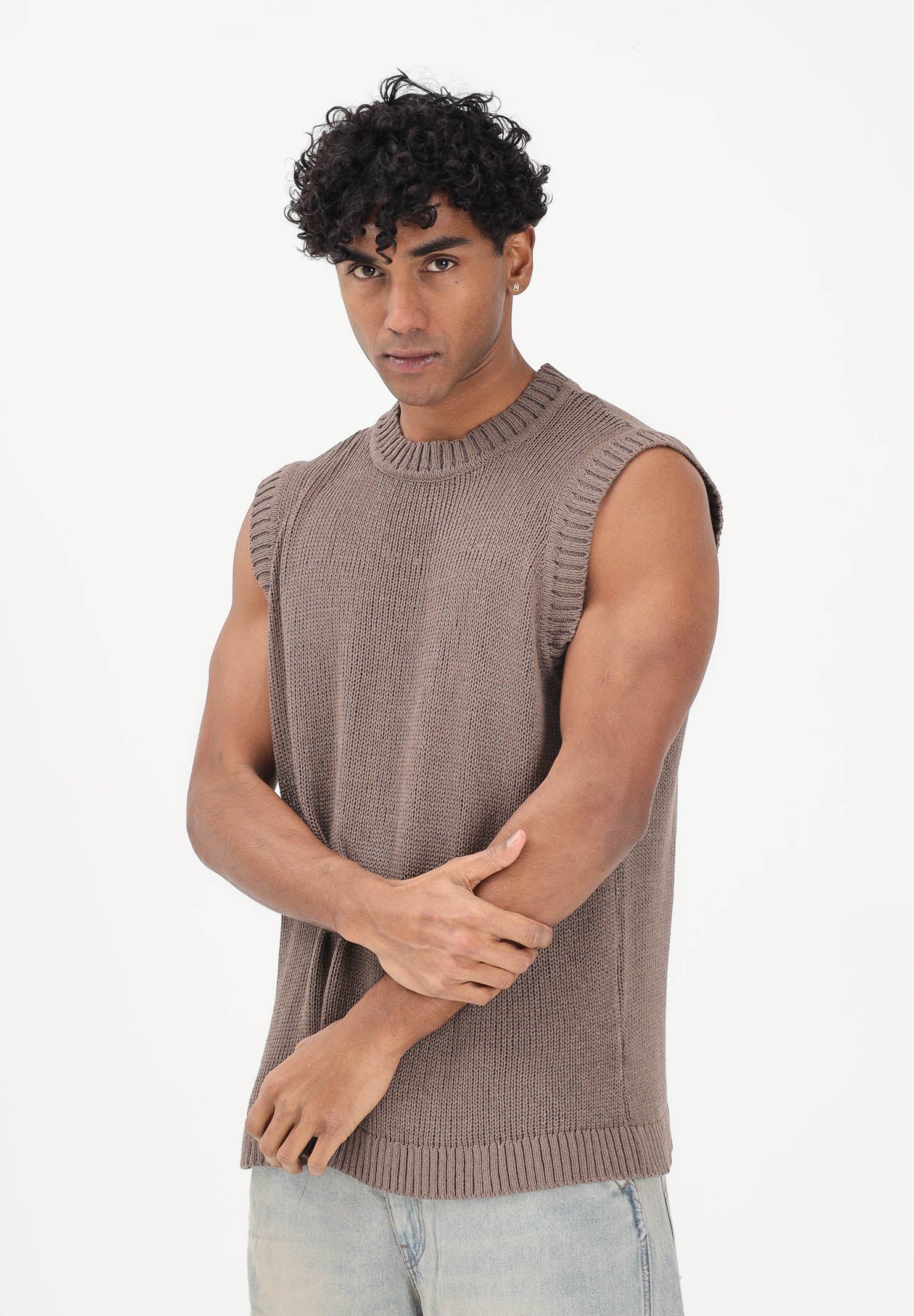 I'M BRIAN Gilet in maglia marrone da uomo MA3601 020 I'M BRIAN 