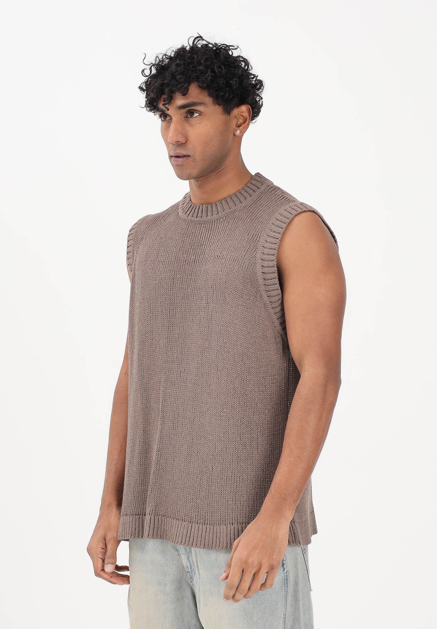 I'M BRIAN Gilet in maglia marrone da uomo MA3601 020 I'M BRIAN 