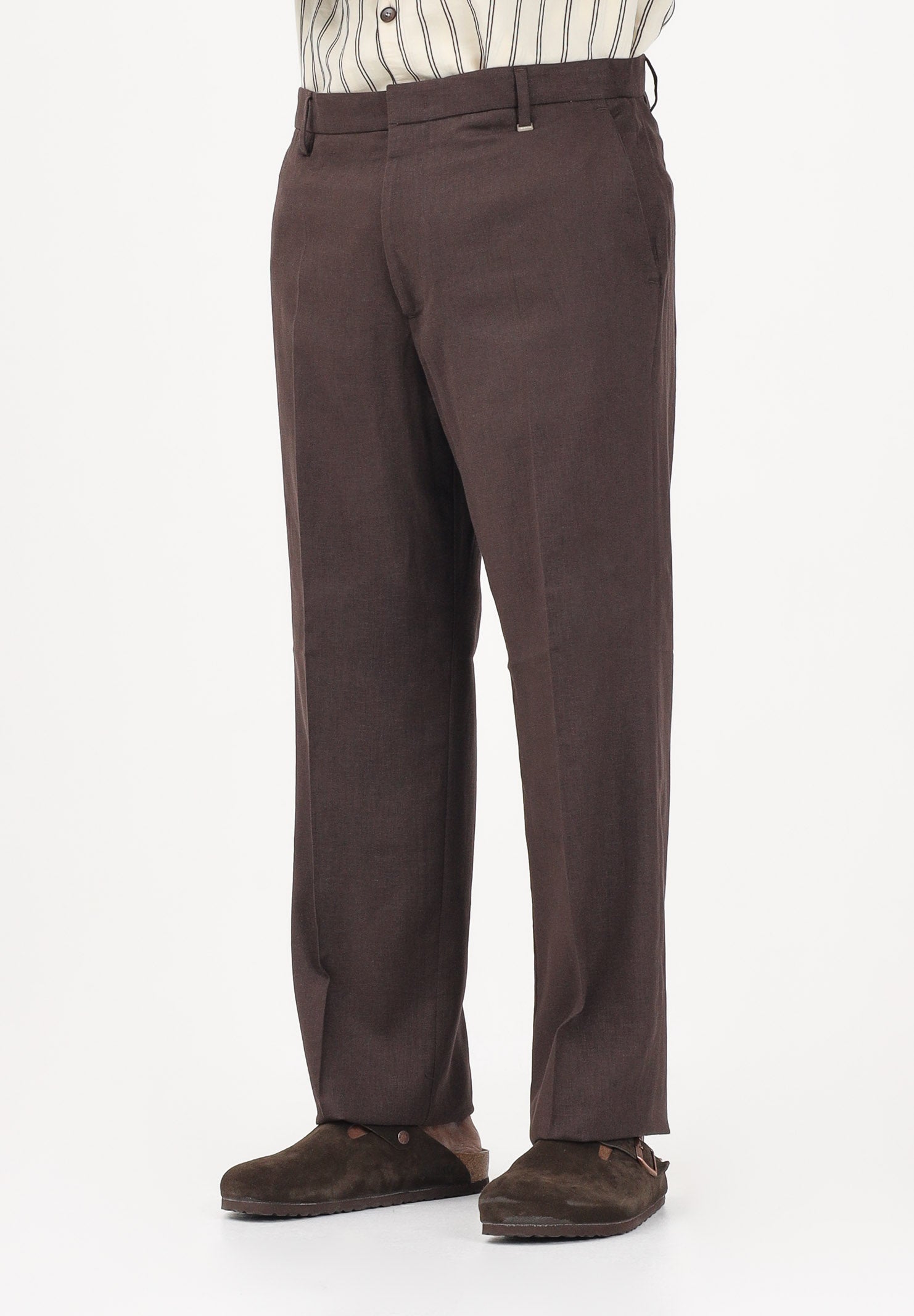 I'M BRIAN Pantalone in lino marrone da uomo PA3703 020 I'M BRIAN 
