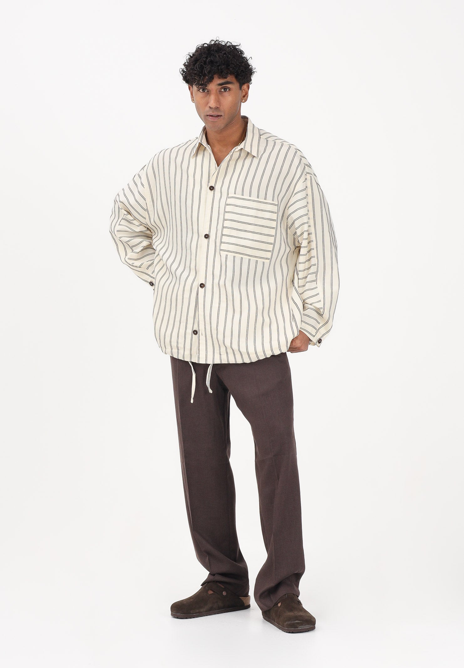 I'M BRIAN Pantalone in lino marrone da uomo PA3703 020 I'M BRIAN 