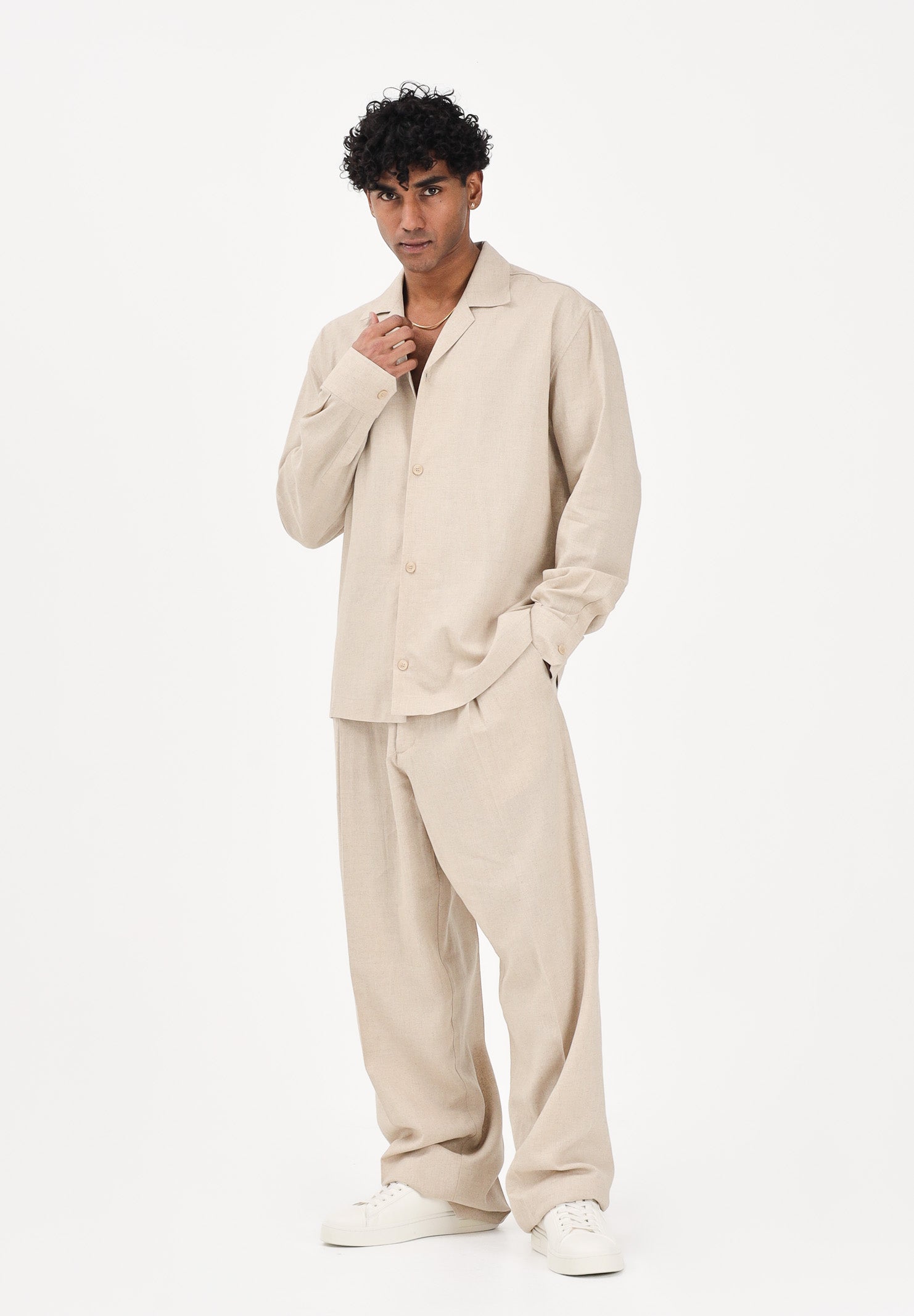 I'M BRIAN Pantalone in lino beige da uomo PA3704 0025 I'M BRIAN 