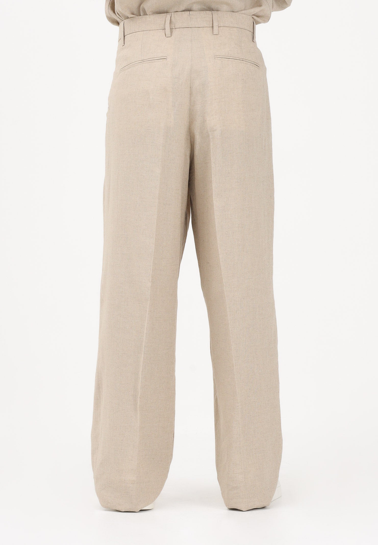 I'M BRIAN Pantalone in lino beige da uomo PA3704 0025 I'M BRIAN 