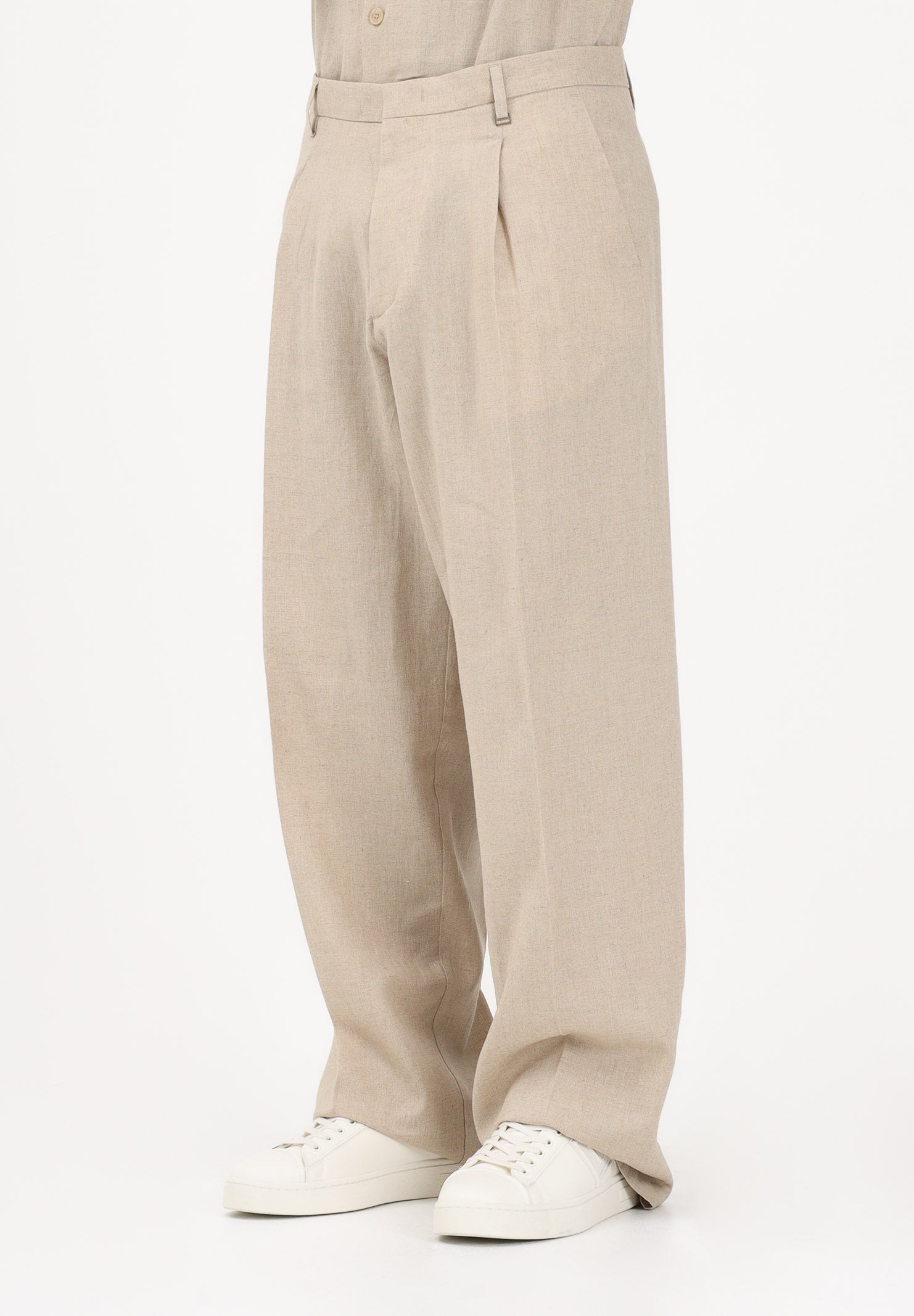 I'M BRIAN Pantalone in lino beige da uomo PA3704 0025 I'M BRIAN 