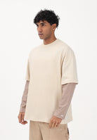 I'M BRIAN T-shirt a manica lunga panna da uomo con effetto layered TS3735 PA I'M BRIAN 