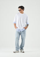 I'M BRIAN t-shirt uomo oversize in cotone a contrasto bianco uomo. TS3745 BI I'M BRIAN 