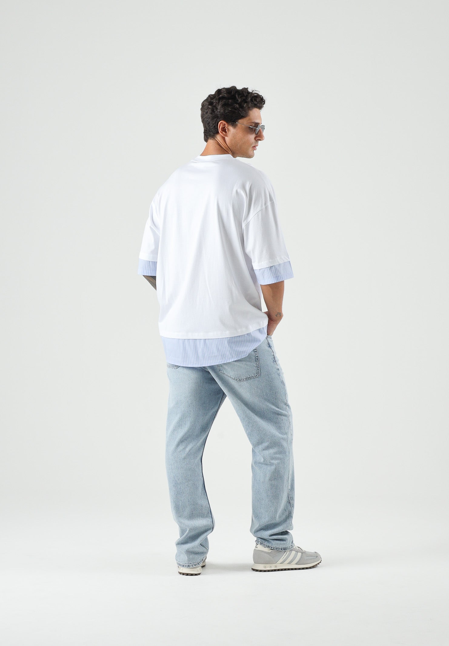 I'M BRIAN t-shirt uomo oversize in cotone a contrasto bianco uomo. TS3745 BI I'M BRIAN 