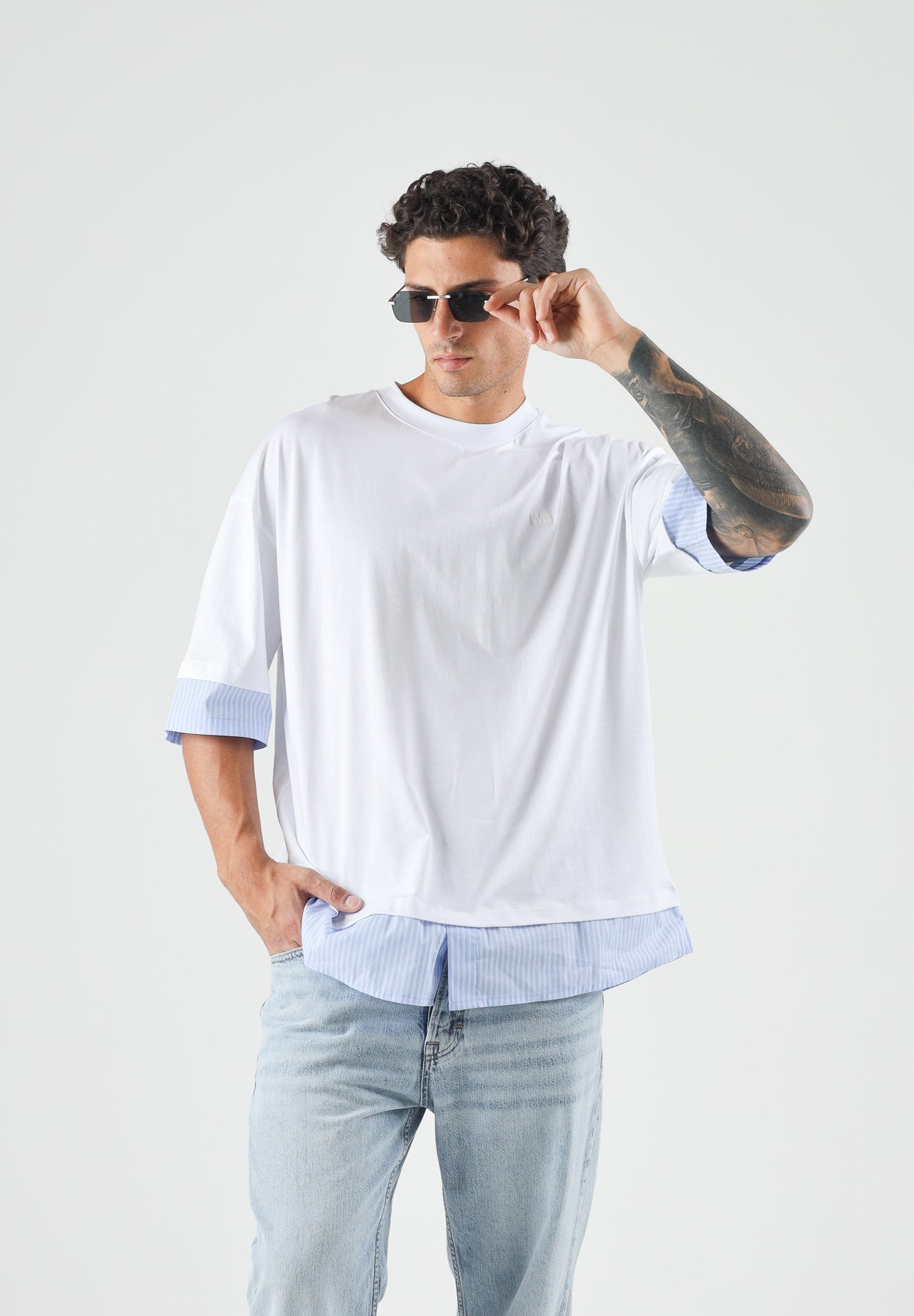 I'M BRIAN t-shirt uomo oversize in cotone a contrasto bianco uomo. TS3745 BI I'M BRIAN 