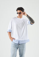 I'M BRIAN t-shirt uomo oversize in cotone a contrasto bianco uomo. TS3745 BI I'M BRIAN 