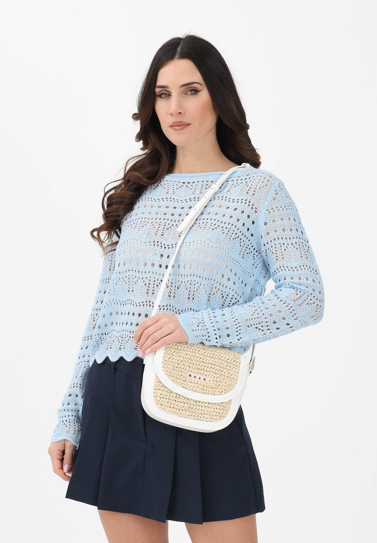 JDY Maglia traforata azzurra da donna 15287384 CABL JDY 